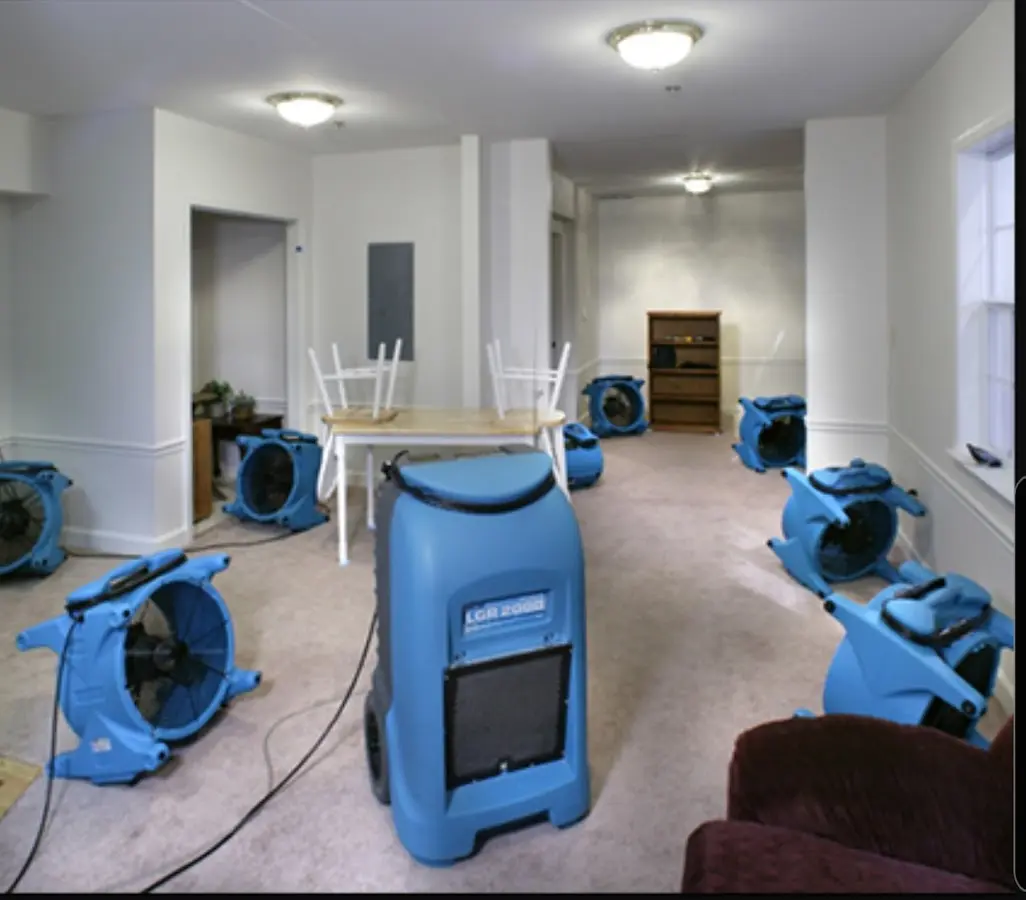 Air movers and dehumidifier setup for Water Extraction & Removal in Wildomar